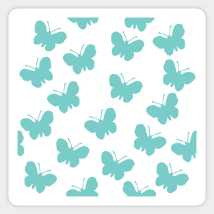Turquoise and white butterfly print 2 Sticker